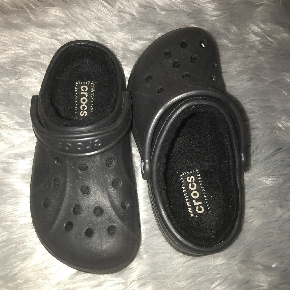 Crocs with fur inside them